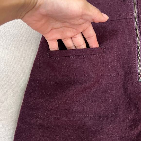 Madewell Fireside Wool Blend Mini Burgundy 2 Front Pockets Skirt Size 2 - Picture 6 of 10